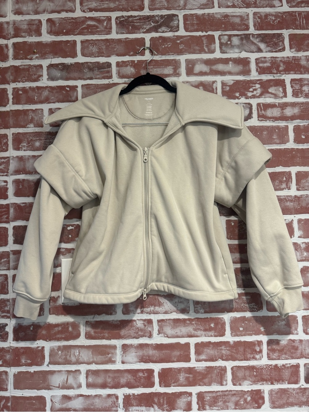 Girlfriend Collective Brulee Macie Layered Jacket Oversized Collar Zip Up Size S